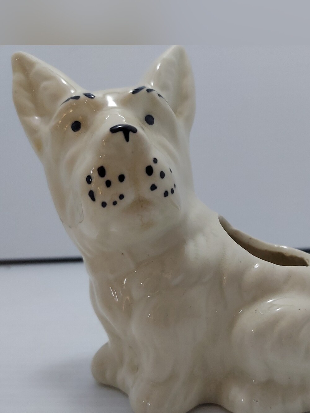 Ceramic White Scotty Dog Planter - Decorative Puppy Pot